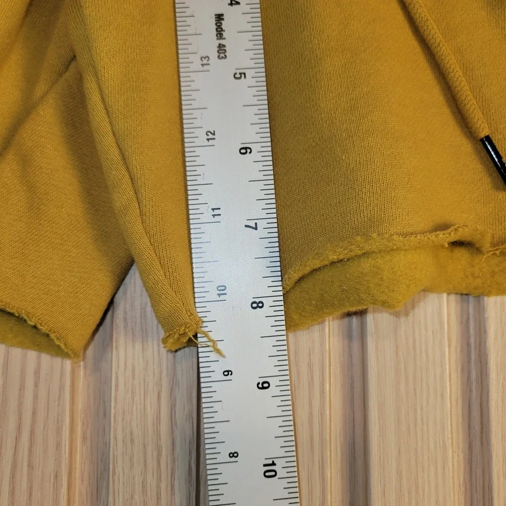 True Religion Mens Mustard Yellow Fleece Sweat Shorts Horseshoe Logo Size L